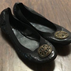 Tory Burch Patent Black Flats